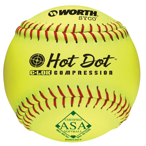 Worth AHD12CY 12" Syco Hot Dot (52/300) Slowpitch ASA 1 Worth AHD12CY 12" Syco Hot Dot (52/300) Slowpitch ASA