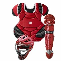 Wilson WTA4603 C1K Catcher's Gear Kit -Baseball Sales Shop 34040013 Wilson WTA4603 C1K Catchers Gear Kit scarlet